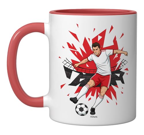 Football Soccer Penalty Comic Mug Red/White