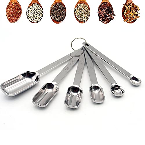Heavy Duty Stainless Steel Metal Measuring Spoon For Dry Or Liquid, Suitable For Seasoning Pot, Perfect For Baking And Cooking-Professional Quality, Engraved In Us And Metric Sizes (6 Pieces) #TOP30