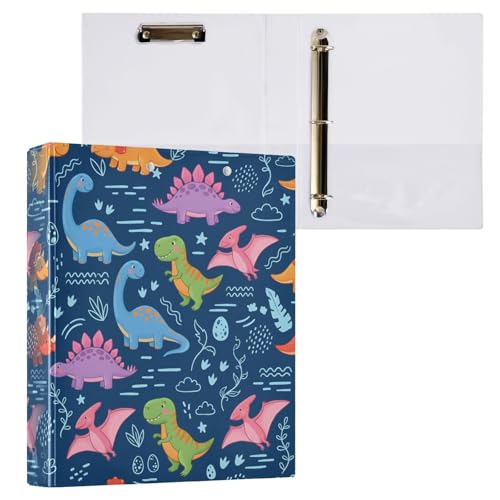 Classeur 3 anneaux format 3,8cm motif dinosaure avec pince métal