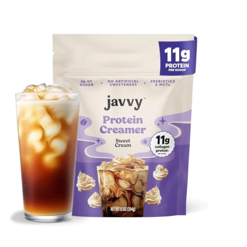Javvy Protein Coffee Creamer Sugar Free Creamer with 11g of Collagen MCT Oil Keto Coffee Creamer Powder for Hair Skin & Nail Support Sweet Cream 1 Pack
