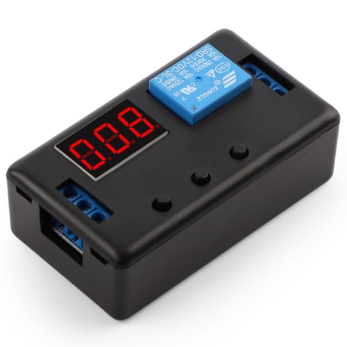 DROK 12V Timer Relay, LED Display 4-Mode On-Off Automotive Time Delay Relay, Electric Delay Timer Switch 0.1s to 999min