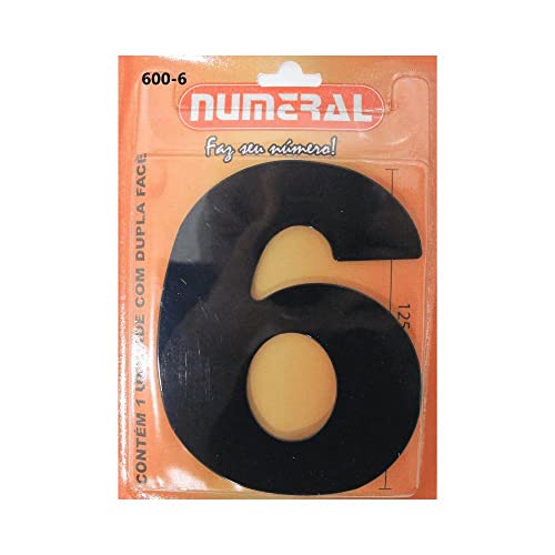 Algarismo Grande 6 Numeral 185mm Preto 685-6