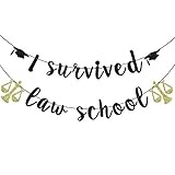 I Survived Law School Banner, Congrats Grad Party Decorations for Lawyer, Lawyer Graduation Party...