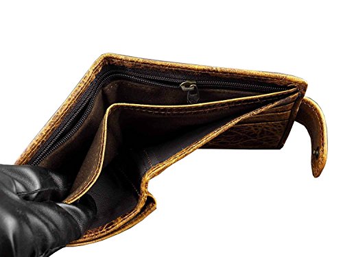 Genuine Leather Men's Wallet Wolf Vintage Bifold Cowhide Purse Money Clip #TOP2