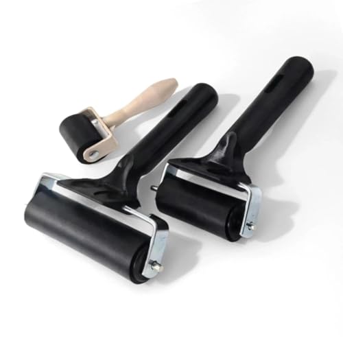 image for Ortnuzk 3-Pack Hard Rubber Brayer Rollers, 1.4/2.4/4 Inch for Printmak