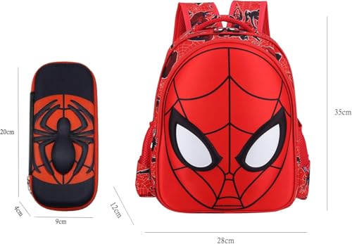 cartoon spidey schoolbag, with a pencil case, features a 3D design. It's waterproof, large - capacity, suitable for primary school boys, and ideal for back to school. (14in) - Image 3