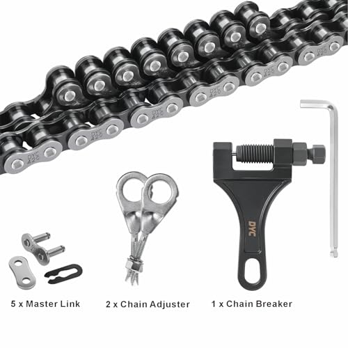 Image of DYC 420 Mini Bike Dual Chain Set (Jackshaft) 42 Link Front + 90 Link Rear with Chain Breaker Tool & Adjuster, Fits Coleman CT200U /BT200X, Baja MB165 /MB200, Axis M200, Massimo MB200, 196-212cc