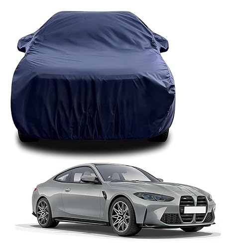 Sulfar 100% Water Resistant Car Body Cover Compatible with Mirror for BMW M4 (Triple Stitched, Full Bottom Elastic, Navy Blue)