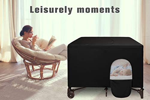 Dofilachy Blackout Cover For Pack N Play - Crib Blackout Cover Tent - Canopy Cover - Breathable Travel Crib Tent - Portable Stretchy Blackout Tent (Black) #TOP3