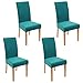 Produktbild smiry Velvet Stretch Esszimmer Stuhlhussen, Weiche abnehmbare waschbar Esszimmerstühle Schonbezüge, 4er Set, Pfauenblau