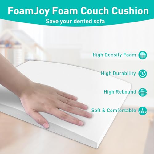 FoamJoy Couch Cushion Support for Sagging Seat - 20\" x 20\" High-Density Curved Foam Sofa Cushion Support Board, Couch Supporter for Under The Cushions, White Set of 3