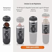 WACACO Nanopresso Tragbare Espressomaschine, mit Nanopresso S-Etui, Upgrade-Version von Minipresso, Reisekaffeemaschine, Manuell Betrieben (Neue Elemente Moosgrün) – Ansicht 2