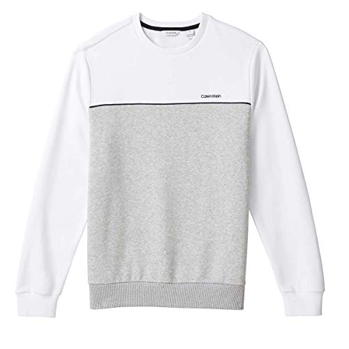 Calvin Klein Mens Logo Long Sleeve Pullover Crew Neck Sweatshirt (Brilliant  White, XX-Large) at Amazon Men's Clothing store