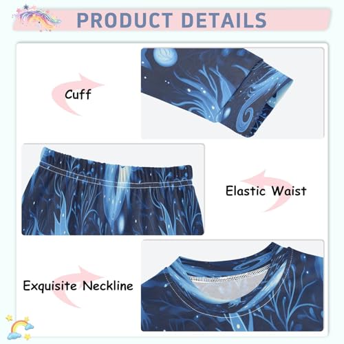 Pajama Sets Long Sleeve Blue Axolotl Pattern Soft Comfy Sleepwear 2 Piece PJS 3-8T4