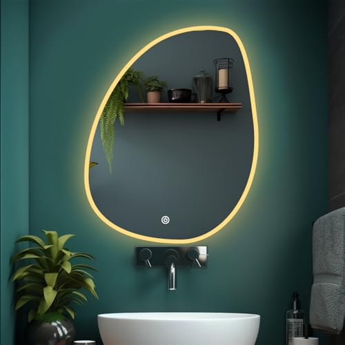 Image of Sunsyze Led Mirror for Bathroom| Mirror with Light Options (Warm,White and Natural) | Wall Mount Backlit Mirror in Unique Shape 24x30 inch