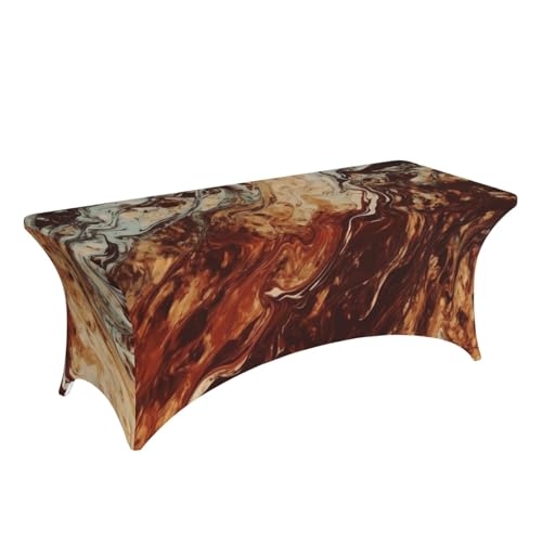 Nappe marron marbre 1,8m rectangulaire en élasthanne extensible - 4