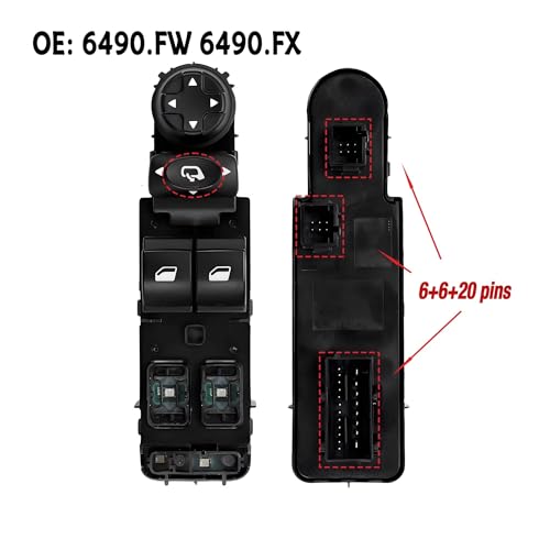 Bouton lève-vitre électrique Peugeot RCZ Finition robuste OEM 6490FW 6490FX