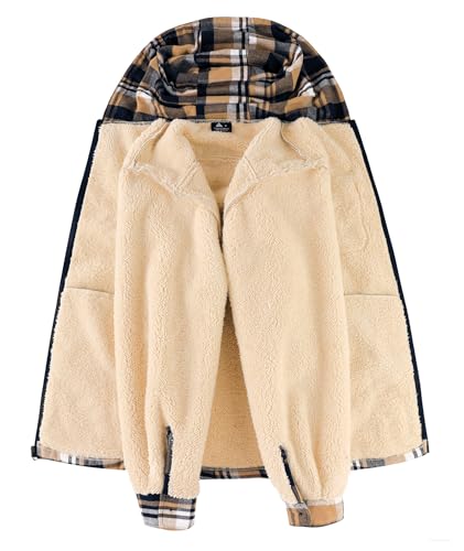 ZITY Men's Flannel Jacket Zip Up Fleece Hoodies Casual Plaid Coat with Pokect Winter Warm Sherpa Lined Sweatshirt3