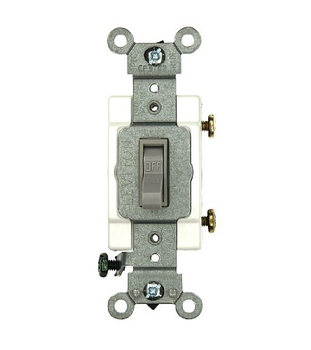 Leviton 15 Amp, 120/277 Volt, Toggle Framed Single-Pole AC Quiet Switch, Commercial Grade, Grounding, 54501-2GY, Gray