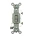 Leviton 54501-2GY 15 Amp, 120/277 Volt, Toggle Framed Single-Pole AC Quiet Switch, Commercial Grade, Grounding, Gray