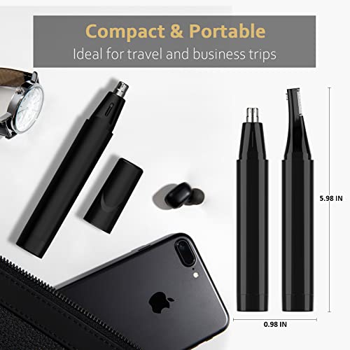 Ear Nose Hair Trimmer For Men, Rechargeable Eyebrow Facial Hair Trimmer, Painless Waterproof Nose Clipper 2023 Professional Dual Blades Face Shaver (Black) #TOP6