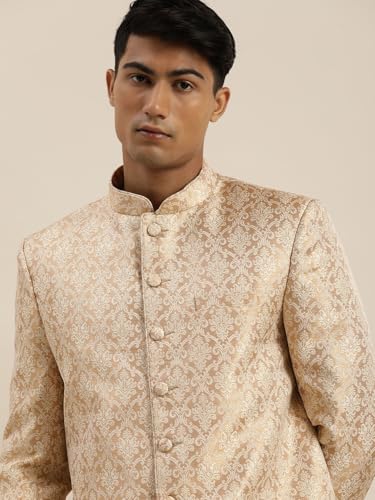Image of VASTRAMAY Men's Banarasi Brocade Slim Fit Jodhpuri | Handcrafted Ethnic Outfit with Mandarin Collar