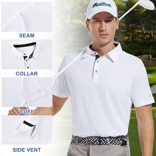 Mens Golf Shirt Short Sleeve Moisture Wicking Dry Fit Performance Solid Casual Pique Collared Golf Polo Shirts for Men3