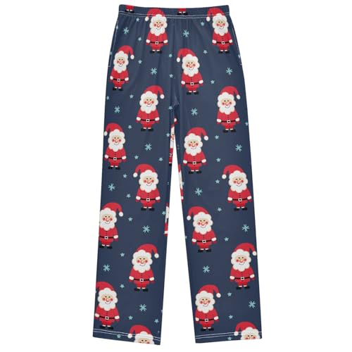 Boy's Lounge Pants Funny Santa Claus Snow Stars Kids Jogger Pants Elastic Waist Long Bottoms with Pockets 6-14 Years