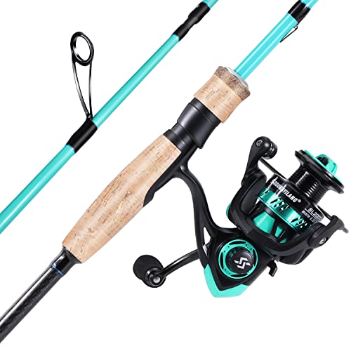 Sougayilang Fishing Rod and Reel Combo, 2Pc Fishing Pole, Spinning Rod Combo, for Families for Saltwater and Freshwater-6.9ft&SL2000-Blue