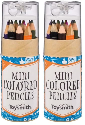 Toysmith Mini Colored Pencils - 12 Color Variety - For Boys & Girls of All Ages (Pack of 2)