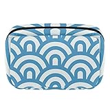 Bolsa de maquillaje con cierre de olas de mar turquesas, bolsa de maquillaje impermeable para mujer, Varios colores, 17.5x7x10.5cm/6.9x4.1x2.8in