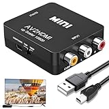 afhgdjr Adaptateur Peritel Hdmi,Adaptateur RCA vers HDMI,Mini AV RCA CVBS vers HDMI Vidéo Audio Convertisseurs Adaptateur Support 1080P,avec Câble d'alimentation USB pour Caméra,Xbox 360,PS1,PS2,WII