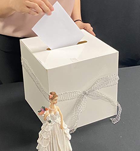 Tytroy Elegant Large 10" White Money Box Keepsake Wedding Reception Decoration Wishing Well Party Favor Ceremony Raffle Tickets (1 Pc) #TOP3