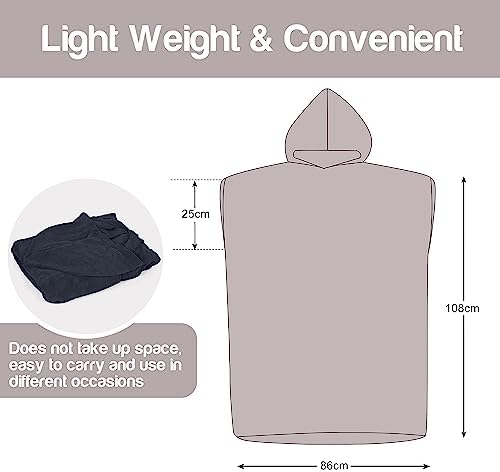 Kato Tirrinia Changing Robe With Hooded,Oversized Windproof Towel Poncho for Beach Surfing Outdoor Sports,Swimming Wetsuit Changing Bath Robe,One Size Fit Adults,Women,Men,Black
