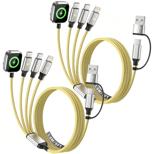 Image of 4 in 2 Multi Charging Cable for iWatch Charger, 2Pack 5FT Travel Essentials