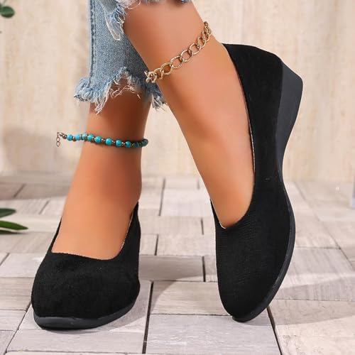 Chaussures décontractées en daim de qualité supérieure avec talon compensé - 3