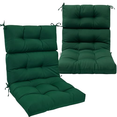 Magpie Fabrics Patio Tufted High Back Chair Cushion Set of 2-Deep Green