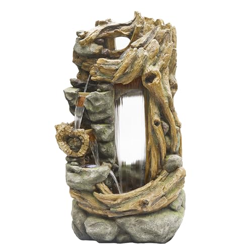 Alpine Corporation TZL404 71" Cascading Tree Trunk Fountain with LED