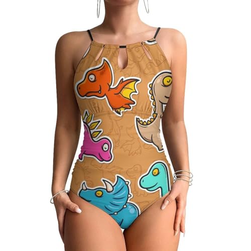 Maillots de bain une pièce dinosaure pour femme avec contrôle du ventre