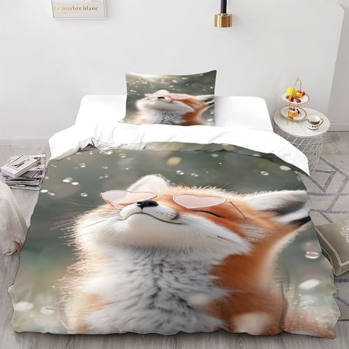 Housse de couette chat microfibre anti-glisse avec fermeture zip