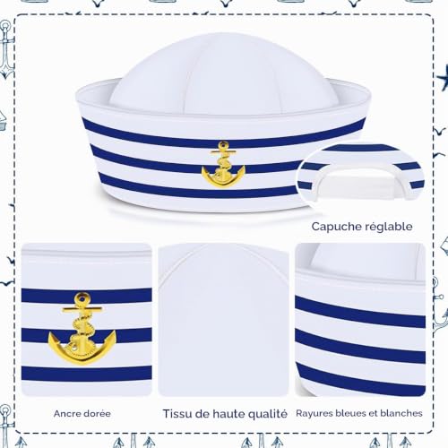 PHIEZC Chapeau de marin, chapeau de marin réglable – vue 6
