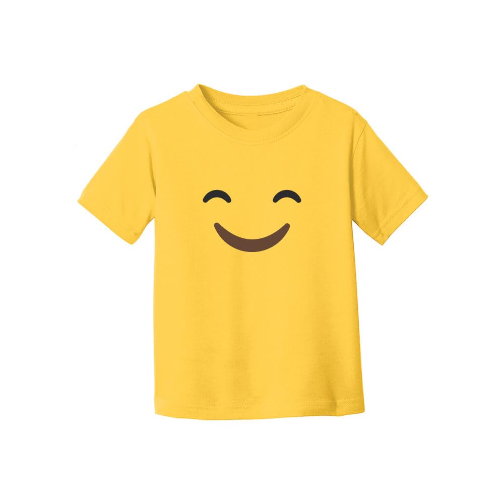 PRINTSHOP4MEEmoji Face T-Shirt for Kids - Kids Unisex Yellow Smiley Face T-Shirt - Trendy Yellow Smiley Design T-Shirt for Boys and Girls - Fun and Stylish Yellow Smiley Emoji Face for Kids