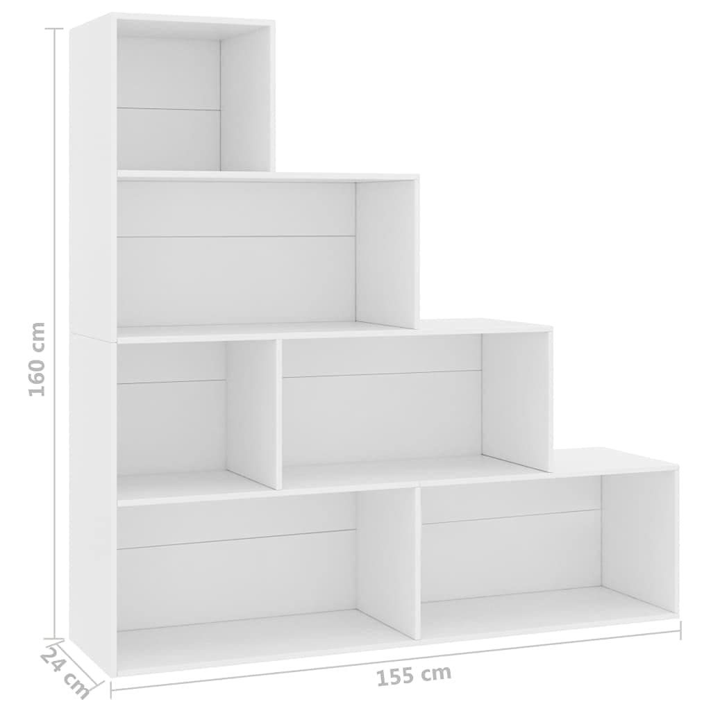 Mogou Półka/Przegroda przestrzeni, Biblioteka Estanteria, Książki z książkami, Wysokie półki, Stołówka Schody, Półki Pokój dla młodzieży, płyty wiórowej Biały 155x24x160 cm