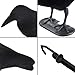 GUGULUZA Crow Decoys Full Body Plastic Crow Decoy for Hunting, Black Flocked Crow Decoy w/Feet Stake for Halloween Decor Yard Garden Decoration (Flocking Crow 3-Pack)