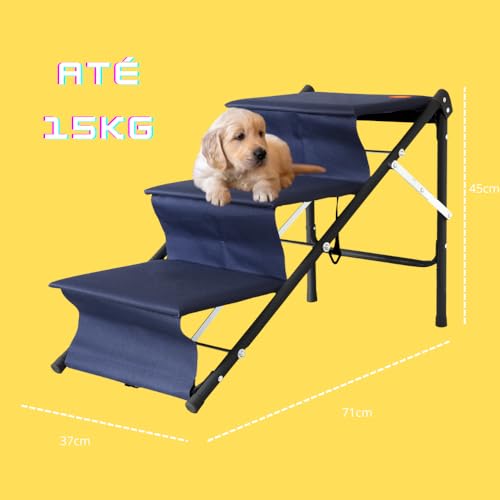 Escada Dobrável com Rampa para Pets até 15kg, Azul Marinho