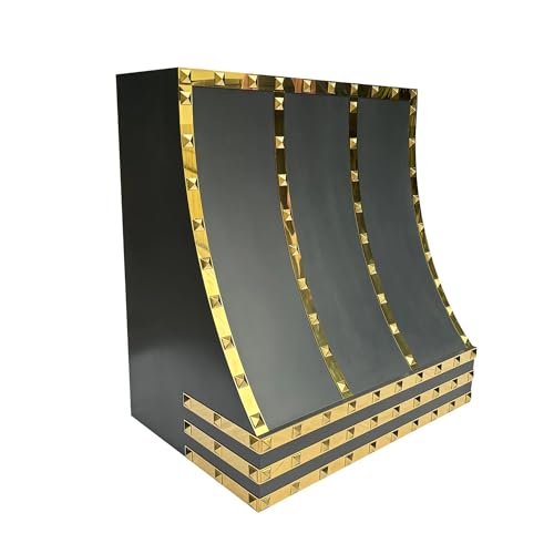Image of SINDA Custom RAL-7021 Range Hood with a High CFM Vent Includes LED Lights Baffle Filter Straps and Rivets 36 inchW x 39 inchH x 24 inchD Wall Mount