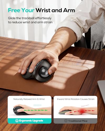 Image of Nulea M514 Vertical Trackball Mouse, Ergonomic Wireless Thumb-Control Mouse with Quiet Clicks, 3 Device Connection (Bluetooth & USB Receiver), Rechargeable for PC /Mac /Laptop /Tablet,Black