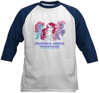 CafePress My Little Pony Retro Friends Shi Kids Baseball Tee Kids Cotton Baseball Jersey, 3/4 Raglan Sleeve Shirt Navy/White