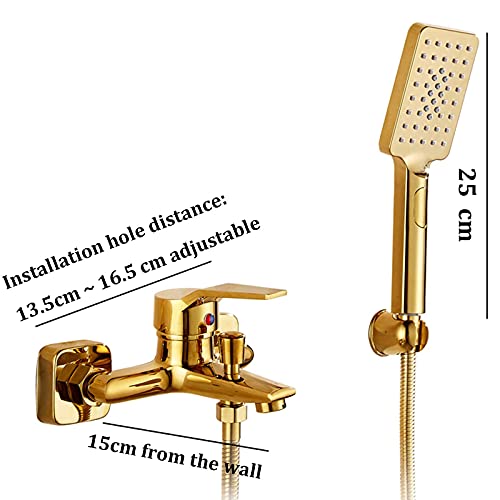 Robinet de baignoire pomme de douche mitigeur monocommande mural chrome - 5