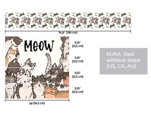 Cartoon Cats Kura Bed Decal for Kids - Peel and Stick MEOW Cats Kura Bed Sticker (Cartoon Cats)